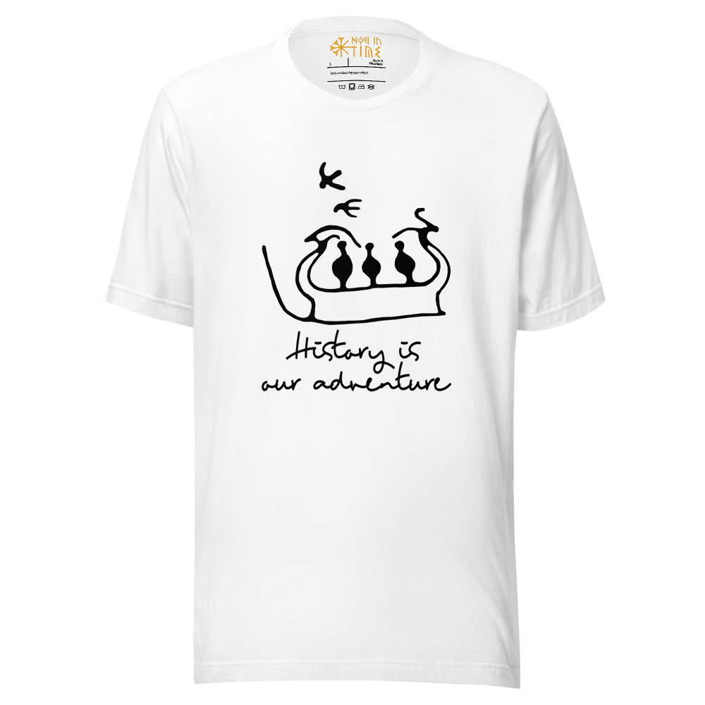 4ec30659f6bbd670f17bc0b773170444.jpg History is our adventure (Prehistoric Ship with Birds) - Unisex premium t-shirt - Image 3