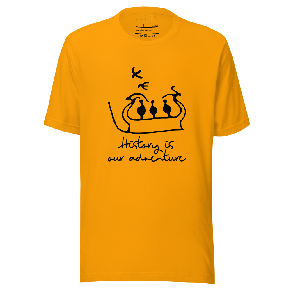 c6cba78f3b108f61e9d024d0362e81b8.jpg History is our adventure (Prehistoric Ship with Birds) - Unisex premium t-shirt - Image 12