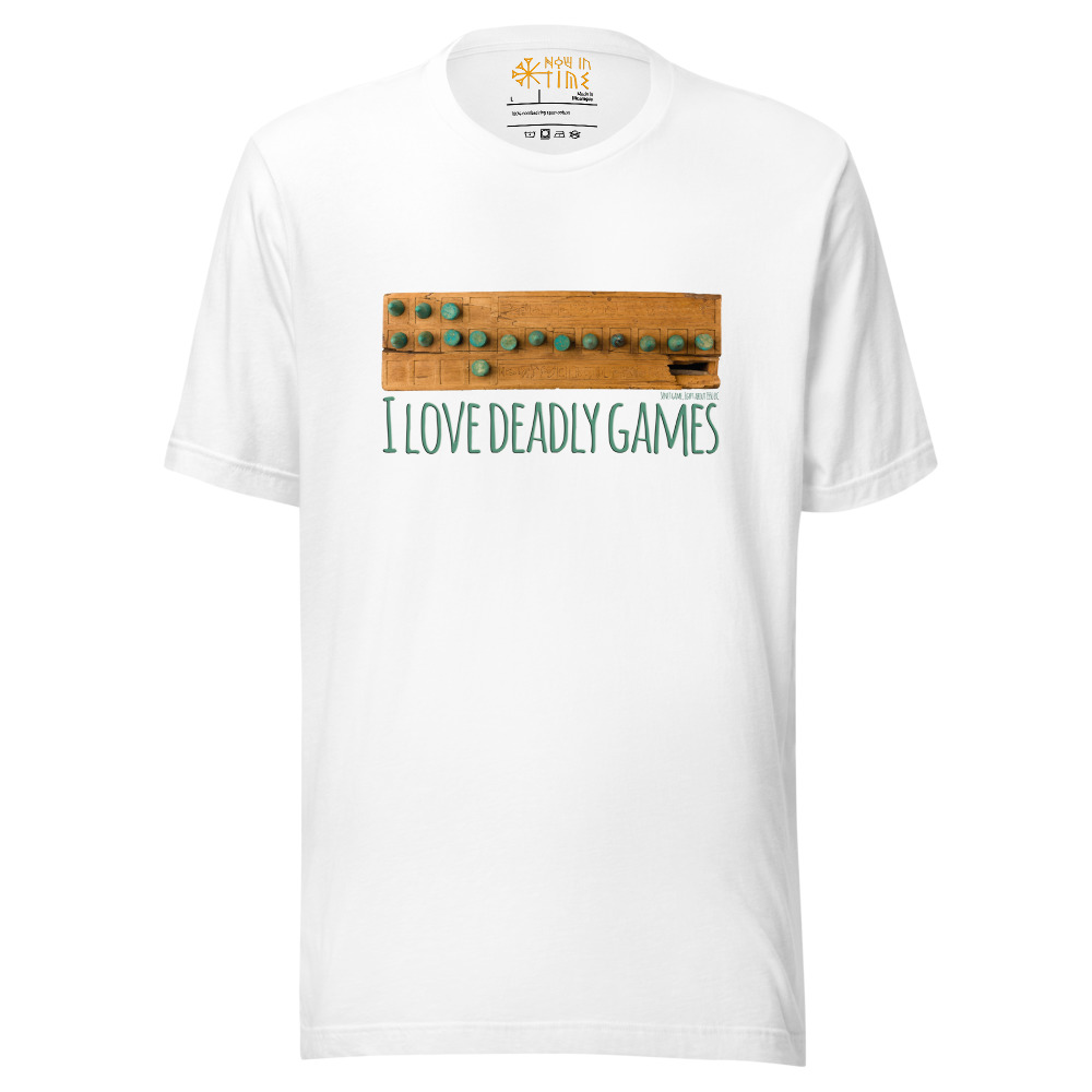 d6d70ddd554ec8b5a1dde9479a8ba042.jpg I love deadly games (Ancient Egyptian Senet Game) - Unisex premium t-shirt - Image 3